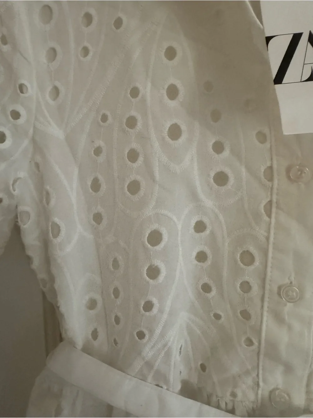 Zara ZW Collection Embroidered Eyelet Mini Dress NWT Size M White - Picture 12 of 13